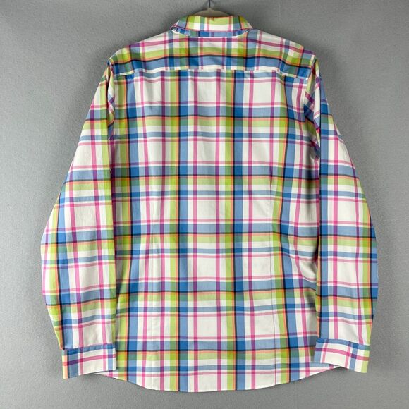 Lands End No Iron Supima Cotton Top Womens 18T Tall Plaid Button Up Long Sleeve - Picture 10 of 14